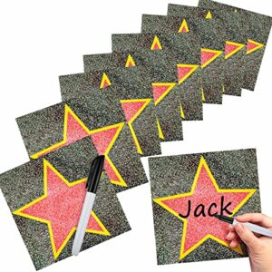 star sticker decor with black marker for movie theme red carpet oscar party decorations(25 packs)