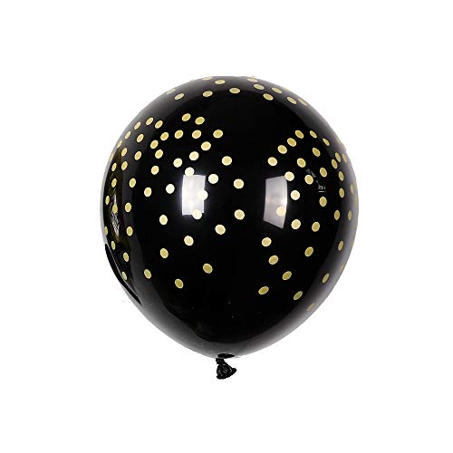 60pcs 12inch Helium Balloon Bouquet Metallic Gold Pearl Black Clear with Dot Balloon Perfect for Baby Shower Bridal Shower Birthday Anniversary Party Decorations(Black)