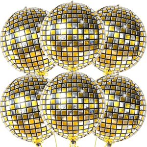 big, disco balloons for disco party decorations – 22 inch, pack of 6 | disco ball balloons for graduation decorations 2023 | metallic 4d disco mylar balloons, last disco bachelorette party decorations