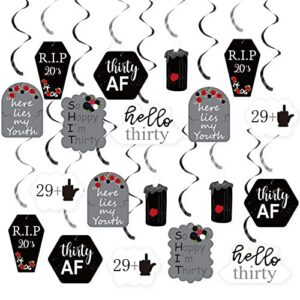 death to my twenties birthday decorations, black 30th birthday hanging decorations, death to my 20s funeral for my youth rip to my 20s birthday decorations for men women 30th birthday party supplies