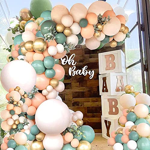 Olive Green Balloon Arch Kit 129pcs Balloon Garland Kit Olive Green Peach Orange Golden Latex Balloons Garland Baby Shower Birthday Party