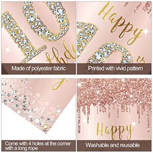 Happy 10th Birthday Door Banner Backdrop Decorations, Pink Rose Gold 10 Year Old Birthday Party Door Cover Sign Supplies, Large Ten Birthday Poster Background Photo Booth Props Décor
