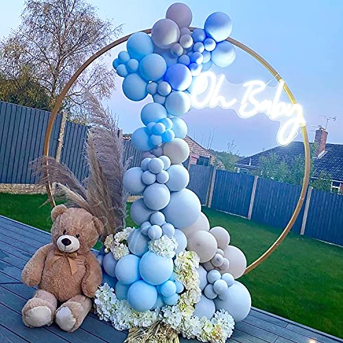 Baby Blue Balloon Garland Arch Kit – 113 Pack With Light Blue Double Pastel Blue Gold Metallic Latex Balloons,18" Balloon for Wedding Baby Shower Birthday Evening Decor