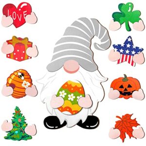 easter wooden gnome home decor diy wooden interchangeable egg gnome signs wood seasonal crafts gnome wood cutout for party holiday bedroom home decorations (cute style)