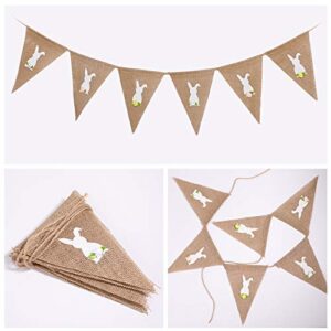 easter banner burlap garland banners, burlap bunny garland for easter decorations fireplace home office school outdoor party supply
