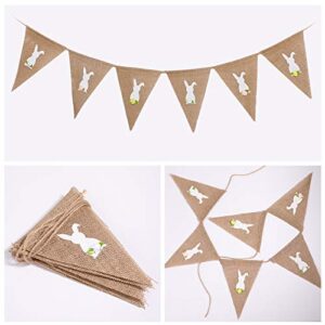 Easter Banner Burlap Garland Banners, Burlap Bunny Garland for Easter Decorations Fireplace Home Office School Outdoor Party Supply