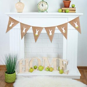 Easter Banner Burlap Garland Banners, Burlap Bunny Garland for Easter Decorations Fireplace Home Office School Outdoor Party Supply