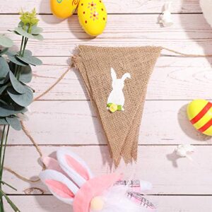 Easter Banner Burlap Garland Banners, Burlap Bunny Garland for Easter Decorations Fireplace Home Office School Outdoor Party Supply