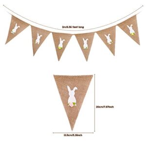 Easter Banner Burlap Garland Banners, Burlap Bunny Garland for Easter Decorations Fireplace Home Office School Outdoor Party Supply