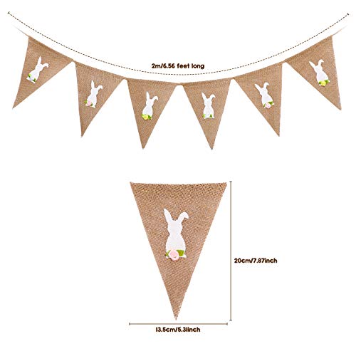 Easter Banner Burlap Garland Banners, Burlap Bunny Garland for Easter Decorations Fireplace Home Office School Outdoor Party Supply