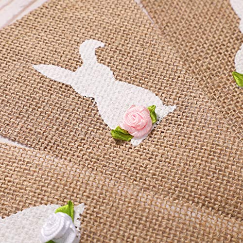 Easter Banner Burlap Garland Banners, Burlap Bunny Garland for Easter Decorations Fireplace Home Office School Outdoor Party Supply