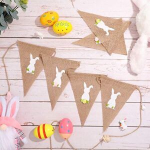 Easter Banner Burlap Garland Banners, Burlap Bunny Garland for Easter Decorations Fireplace Home Office School Outdoor Party Supply