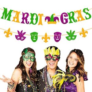 Mardi Gras Banner Mardi Gras Festival Decoration Carnival Fat Tuesday New Orleans Masquerade fleur de lis Theme Holiday Party Supplies