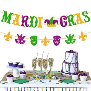 Mardi Gras Banner Mardi Gras Festival Decoration Carnival Fat Tuesday New Orleans Masquerade fleur de lis Theme Holiday Party Supplies