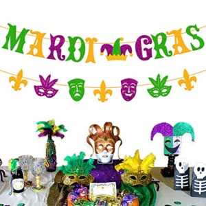 Mardi Gras Banner Mardi Gras Festival Decoration Carnival Fat Tuesday New Orleans Masquerade fleur de lis Theme Holiday Party Supplies