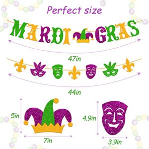 Mardi Gras Banner Mardi Gras Festival Decoration Carnival Fat Tuesday New Orleans Masquerade fleur de lis Theme Holiday Party Supplies