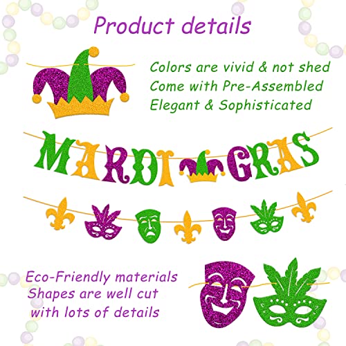 Mardi Gras Banner Mardi Gras Festival Decoration Carnival Fat Tuesday New Orleans Masquerade fleur de lis Theme Holiday Party Supplies