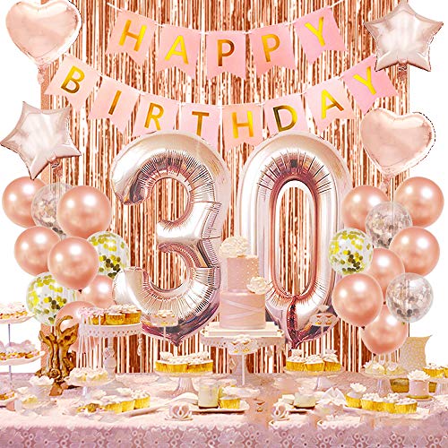 30th Birthday Decorations for Women30 Birthday Decorations for Her 30 Balloon Numbers 30th Birthday Party Decorations