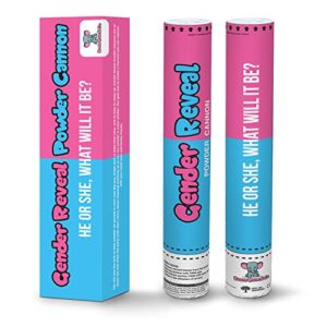 boom reveal co. | gender reveal powder cannons, pink or blue set of 2 (18 inch) gift ready, party popper, baby shower announcement boy or girl decorations (pink)