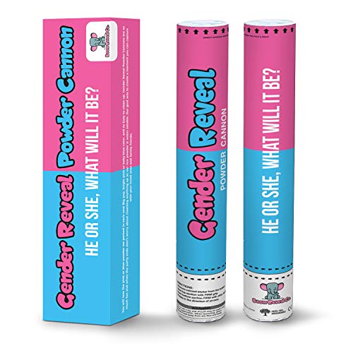 Boom Reveal Co. | Gender Reveal Powder Cannons, Pink OR Blue Set of 2 (18 inch) Gift Ready, Party Popper, Baby Shower Announcement Boy or Girl Decorations (Pink)