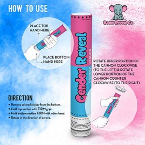 Boom Reveal Co. | Gender Reveal Powder Cannons, Pink OR Blue Set of 2 (18 inch) Gift Ready, Party Popper, Baby Shower Announcement Boy or Girl Decorations (Pink)