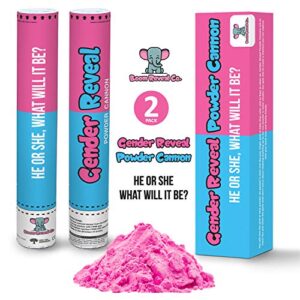 Boom Reveal Co. | Gender Reveal Powder Cannons, Pink OR Blue Set of 2 (18 inch) Gift Ready, Party Popper, Baby Shower Announcement Boy or Girl Decorations (Pink)