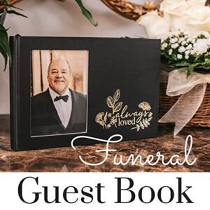 STEEL MILL AND CO. Memorial Book with Picture Frame, in Loving Memory Funeral Guestbook, 80 Lined Sheets, Hardbound Sign-in Guest Book for Celebration of Life, 6.5 x 9.6, Always Loved (Black)