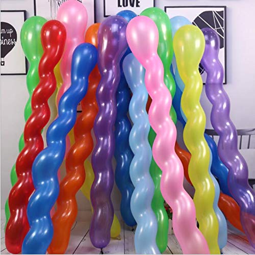 Boopati Latex Spiral Balloon 40 Inches,Mixed Color 100 pcs for Children's Birthday Decoration