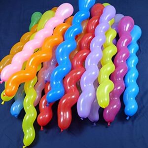 Boopati Latex Spiral Balloon 40 Inches,Mixed Color 100 pcs for Children's Birthday Decoration