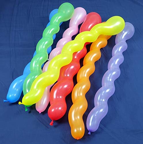 Boopati Latex Spiral Balloon 40 Inches,Mixed Color 100 pcs for Children's Birthday Decoration