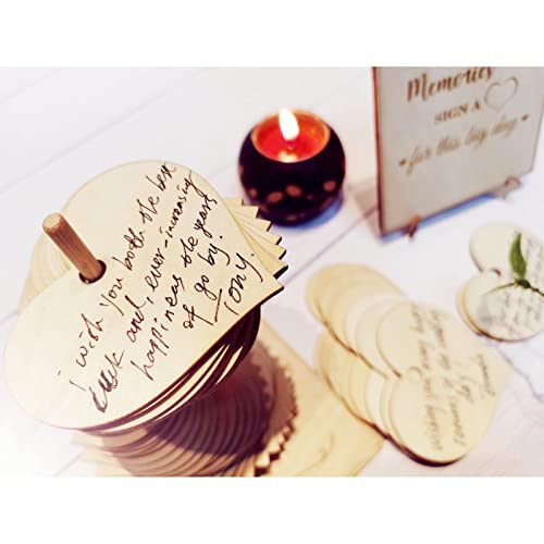 Wedding Guest Book Alternative Sign 72 Wood Hearts Guest Book Wedding Reception, Wedding Decorations Baby Shower 1st Birthday Party Baptism Gift Idyllic Rustic Decor