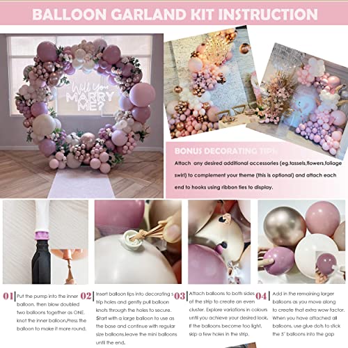 Woaipati Pastel Pink Purple Balloon Arch Kit Double Stuffed Lavender Balloon Garland Baby Shower Decorations for Girl Birthday Party Bridal Shower Bachelorette Engagement Wedding Party Decorations