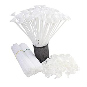 200 pack white balloon sticks, fun balloon holders, easy to assemble, 12″ long balloon holders
