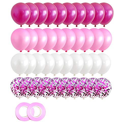 40PCS Pink Gradient Balloons 12 inch Confetti Balloons & Latex Balloons for Wedding Baby Shower Birthday Carnival Party Decoration Supplies