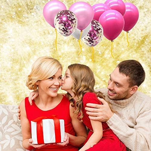 40PCS Pink Gradient Balloons 12 inch Confetti Balloons & Latex Balloons for Wedding Baby Shower Birthday Carnival Party Decoration Supplies