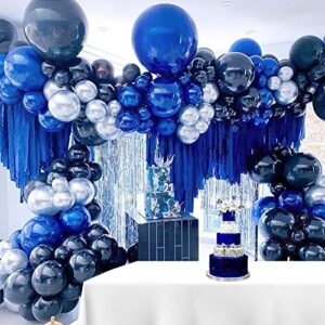 navy royal blue silver balloon garland kit 160 pcs dark blue balloons arch for boy birthday decorations 50th men bithday supplies