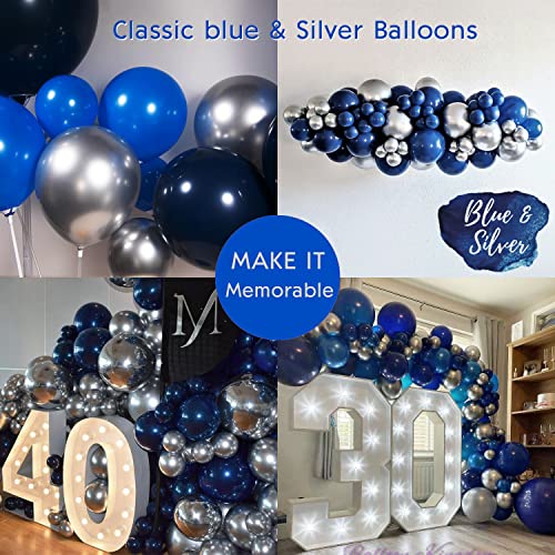 Navy Royal blue Silver balloon Garland Kit 160 PCS dark blue Balloons Arch for boy birthday decorations 50th Men Bithday supplies