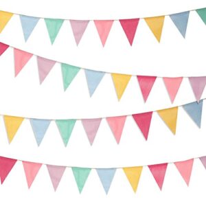 boao 48 pieces colorful pennant flags banner imitated burlap bunting banner pastel decor fabric triangle flag for party decoration (4.9 x 6.7 inch)