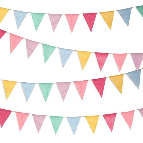 Boao 48 Pieces Colorful Pennant Flags Banner Imitated Burlap Bunting Banner Pastel Decor Fabric Triangle Flag for Party Decoration (4.9 x 6.7 Inch)