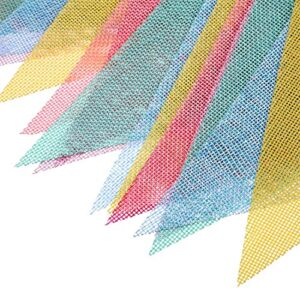 Boao 48 Pieces Colorful Pennant Flags Banner Imitated Burlap Bunting Banner Pastel Decor Fabric Triangle Flag for Party Decoration (4.9 x 6.7 Inch)