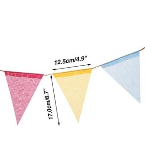 Boao 48 Pieces Colorful Pennant Flags Banner Imitated Burlap Bunting Banner Pastel Decor Fabric Triangle Flag for Party Decoration (4.9 x 6.7 Inch)