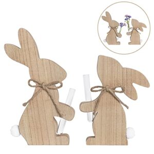 super holiday retro easter decorations, 2pcs wooden rustic vintage easter bunny table decor, for the home living room farmhouse office fireplace garden party, indoor/outdoor.