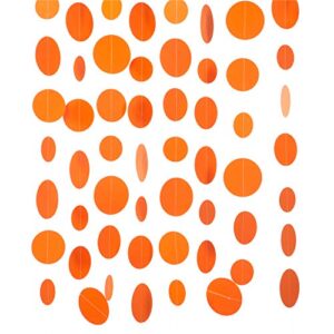 weven orange paper garland circle dot party banner streamer backdrop hanging decorations, 20 feet in total