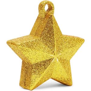 6 pack glitter star balloon weights, gold party decorations, 5.3 oz (2.1 x 5 in)