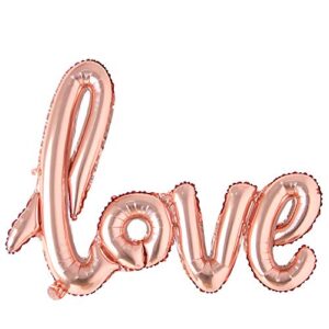 giant multicolor love letter foil balloons champagne love balloon, wedding party decoration valentines day gift marriage decor (rose gold)