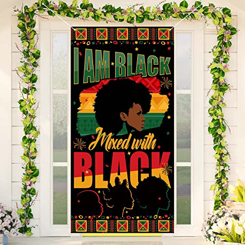 FARMNALL Black History Month Door Cover African American Decoration Party Photography Door Banner Farmhouse Holiday Decor Pattern Black Red Yellow Supplies for Home Office