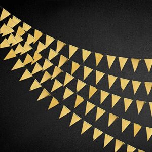 40 ft gold triangle flags banner double sided metallic paper pennant bunting garland for wedding baby bridal shower birthday bachelorette engagement anniversary hen party decoration supplies