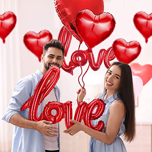 42 Inch Red Love Balloons for Valentines Day Decor, 4PCS Foil Love Balloons Romantic Large Helium Balloons for Valentines Day Decorations Anniversary Wedding Bridal Shower Party Decorations Supplies