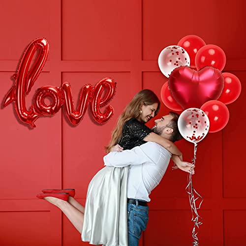 42 Inch Red Love Balloons for Valentines Day Decor, 4PCS Foil Love Balloons Romantic Large Helium Balloons for Valentines Day Decorations Anniversary Wedding Bridal Shower Party Decorations Supplies