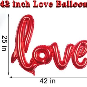 42 Inch Red Love Balloons for Valentines Day Decor, 4PCS Foil Love Balloons Romantic Large Helium Balloons for Valentines Day Decorations Anniversary Wedding Bridal Shower Party Decorations Supplies